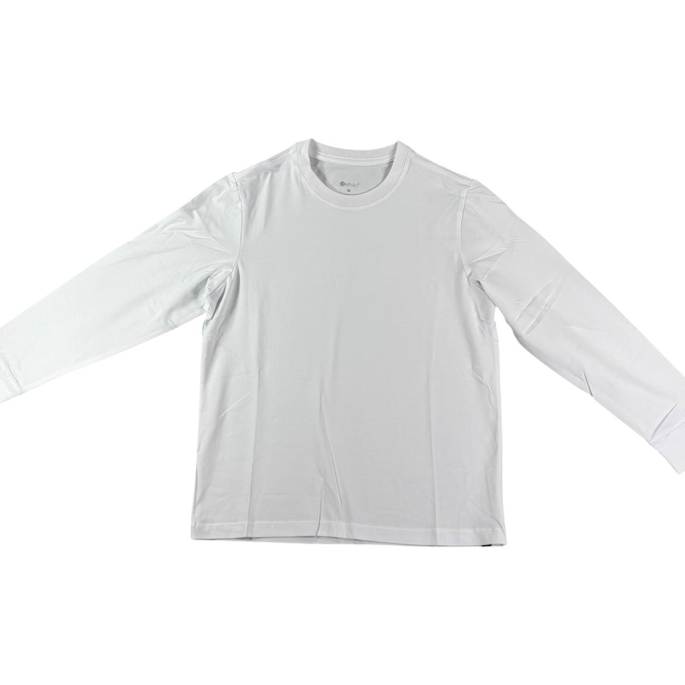 Ethika Boys Long Sleeve Shirt White Crew Neck Cotton Modal Blend‎ Size Medium M